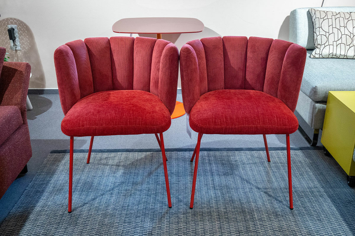 KFF - 2er-Set Stuhl Gaia Stoff Lisboa Bordeaux Sitzfläche Boston Rot Gestell Metall Lackiert Rot - 5