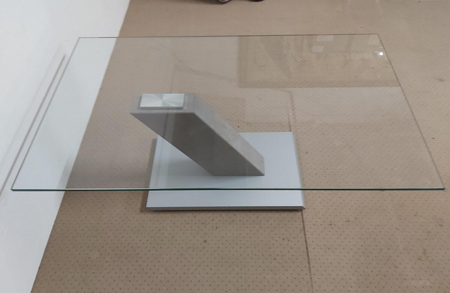 Stegert Design - Couchtisch Betonoptik Silber Kristallglasplatte - 5