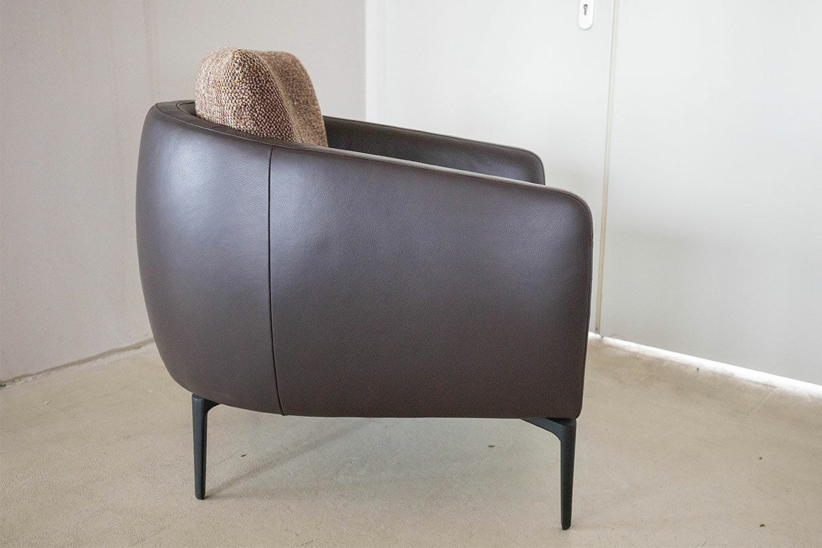 Jori - Sessel Sophia City Innen Stoff Mamaye C0204 Hellbraun Meliert Außen Leder Lipano Fondente Braun Füße Metall Schwarz - 3