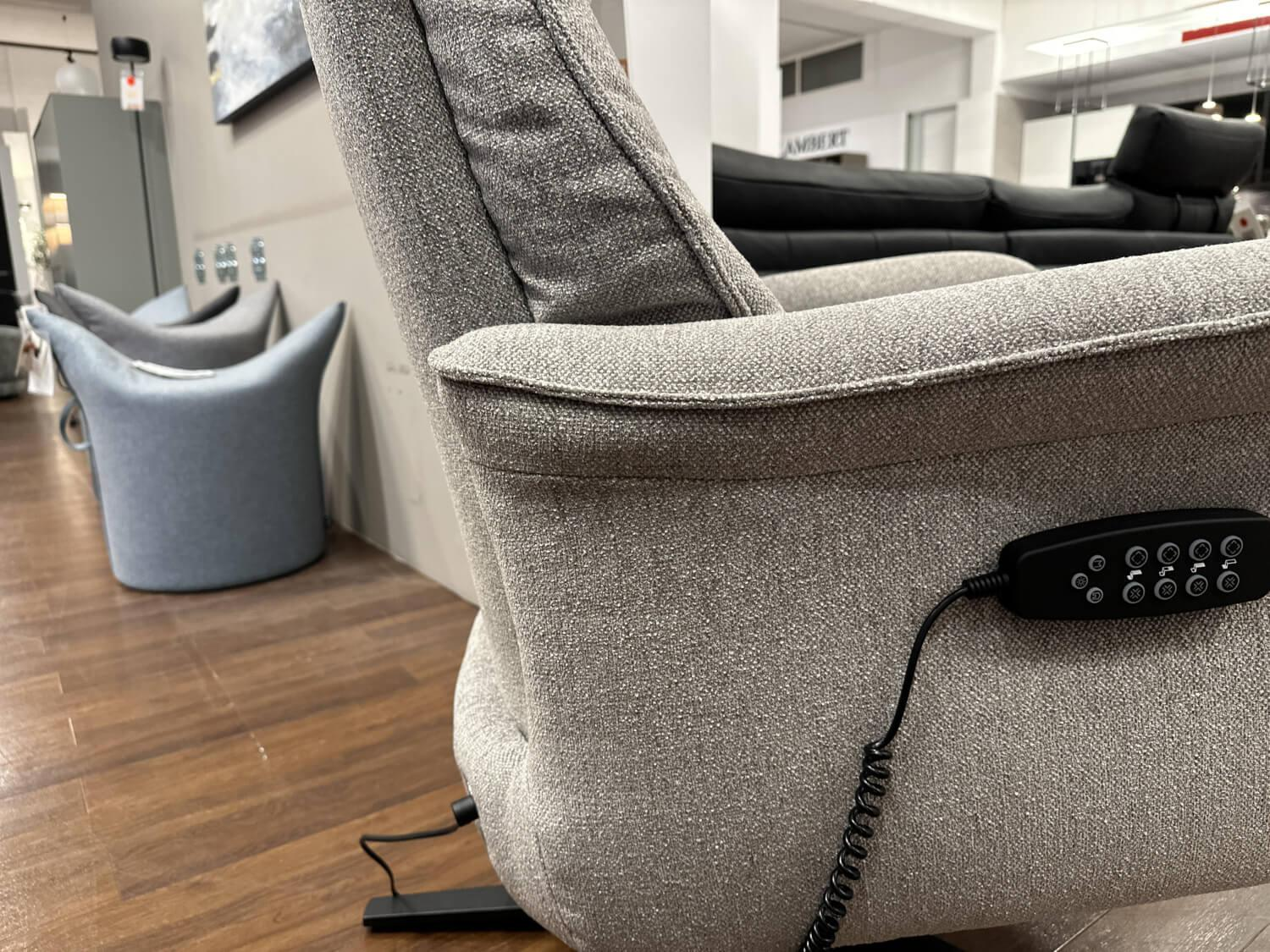 Rom - Sessel Melody 1C M Stoff Alvaro Grege Grau Gestell Stahl Mattschwarz Lackiert Mit Elektrischer Verstellung - 10