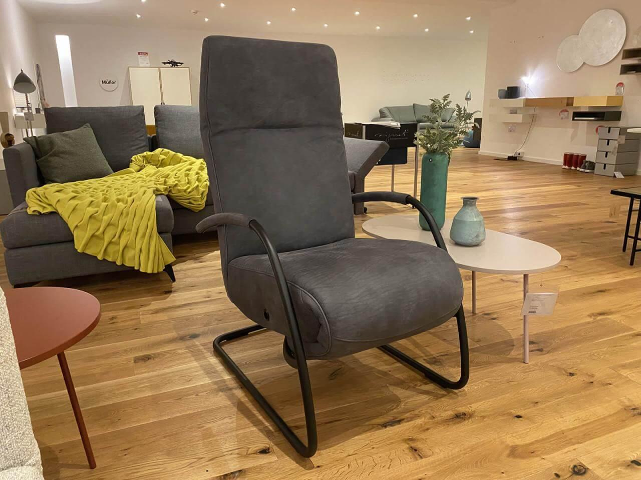 Signet - Relaxsessel Nils Leder Graphit Grau Gestell Feinstruktur Metall Schwarz Pulverbeschichtet - 3