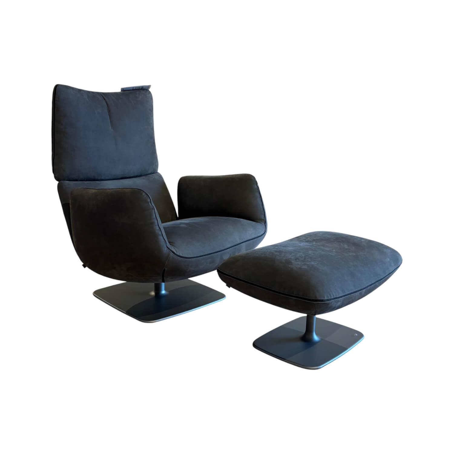 COR - Lounge Drehsessel Jalis 26133 Leder 681 Graphit Grau Tellerfuß Platin Feinstruktur Mit Kunststoffgleitern Und Kippmechanik - 1