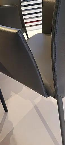 Draenert - 4er Set Armlehnstuhl Nobile Soft Leder R 919 Grau Gestell Metall Schwarz Lackiert - 5