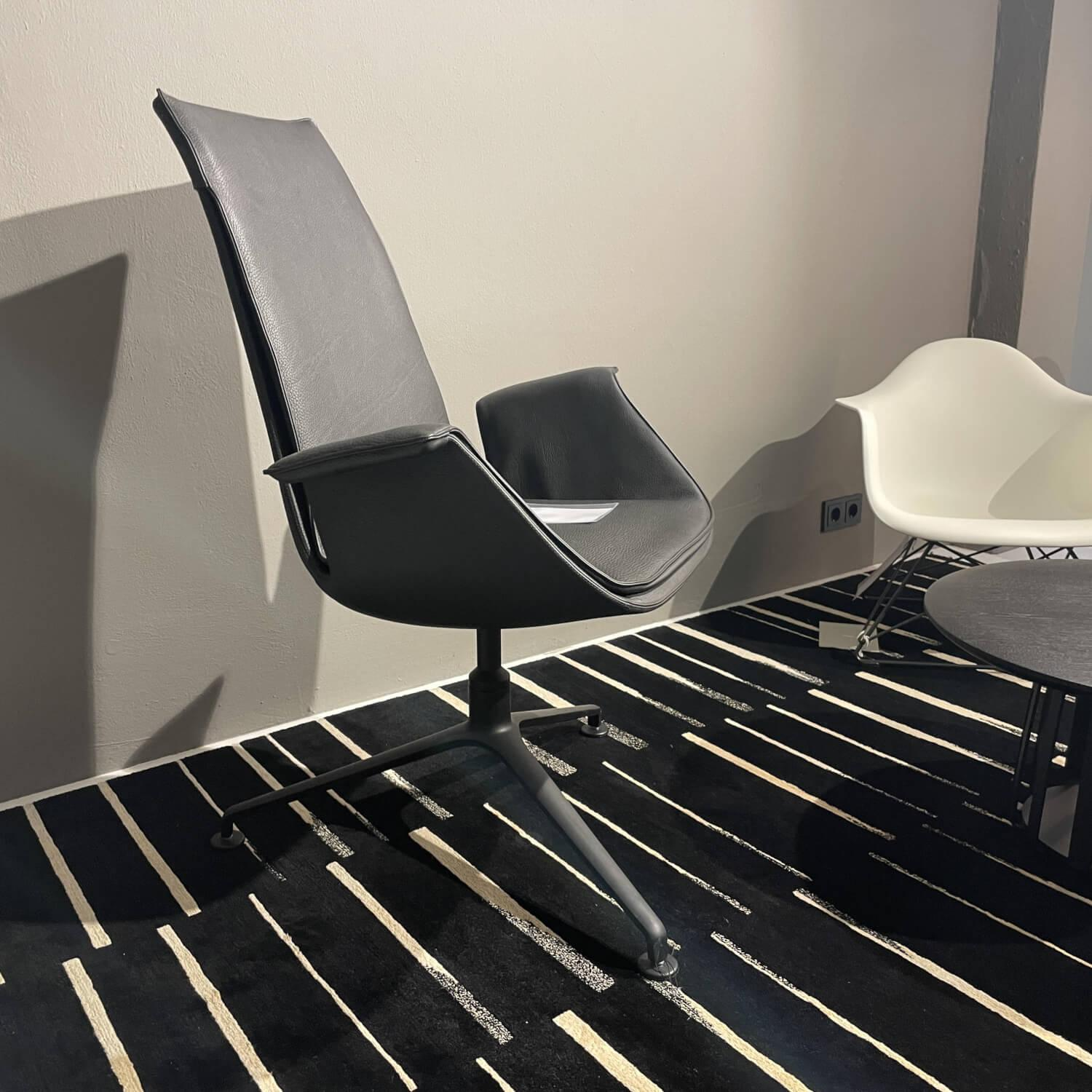 Walter Knoll - FK Schalensessel Safari Leder Gestell Schwarz Pulver Beschichtet Drehbar 360° - 6