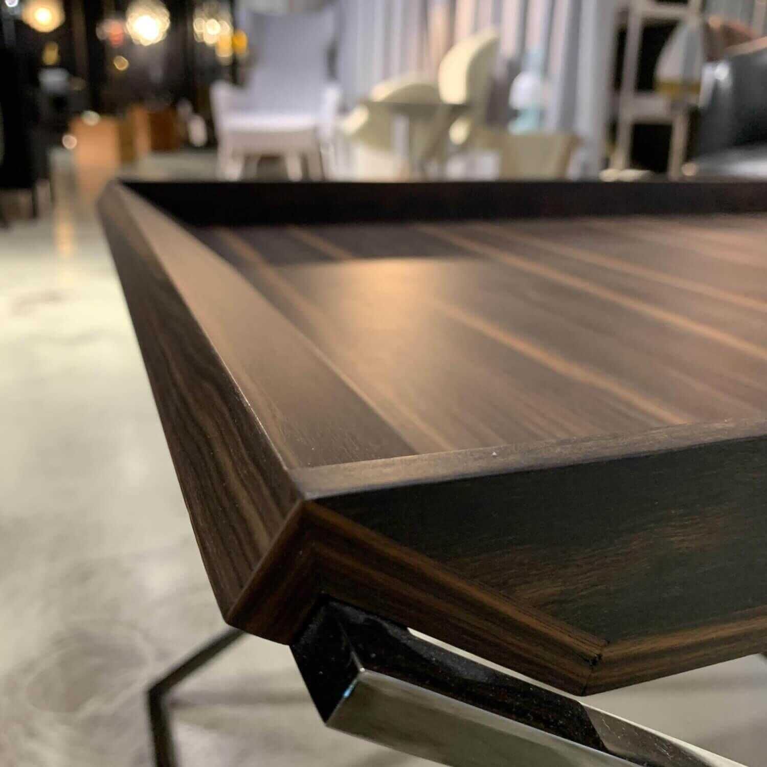 Giorgetti - Beistelltisch Dual Ebenholz Macassar Braun Gestell Verchromt - 3