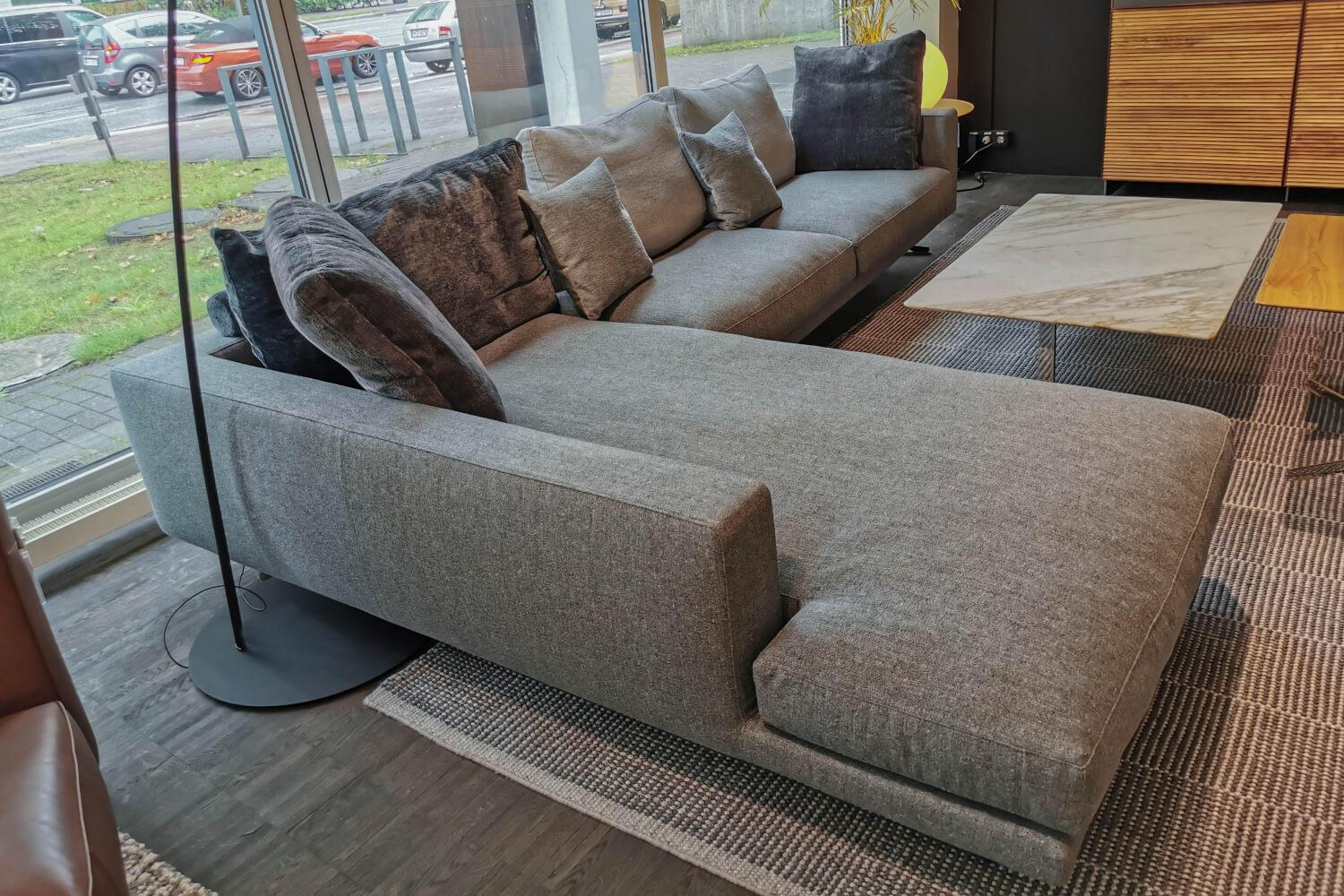 Flexform - Ecksofa Campiello Bezug Stoff Stoff Evelin 596 Grau Füße Brüniert Inklusive Kissen - 6