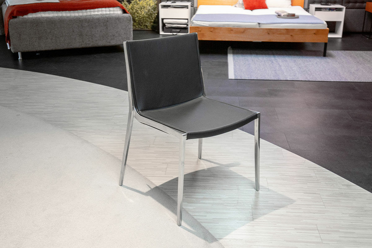 KFF - 8er-Set Stuhl Unique Leder Napoli Schwarz Gestell Aluminium - 3