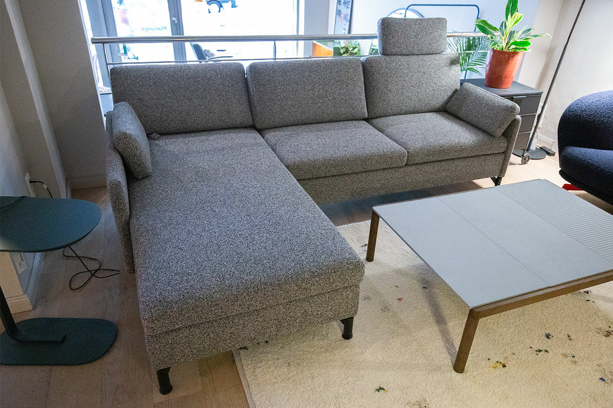 Brühl - Ecksofa Alba Stoff 4403-95 Anthrazit Gestell Metall Schwarz mit Kopfstütze - 6