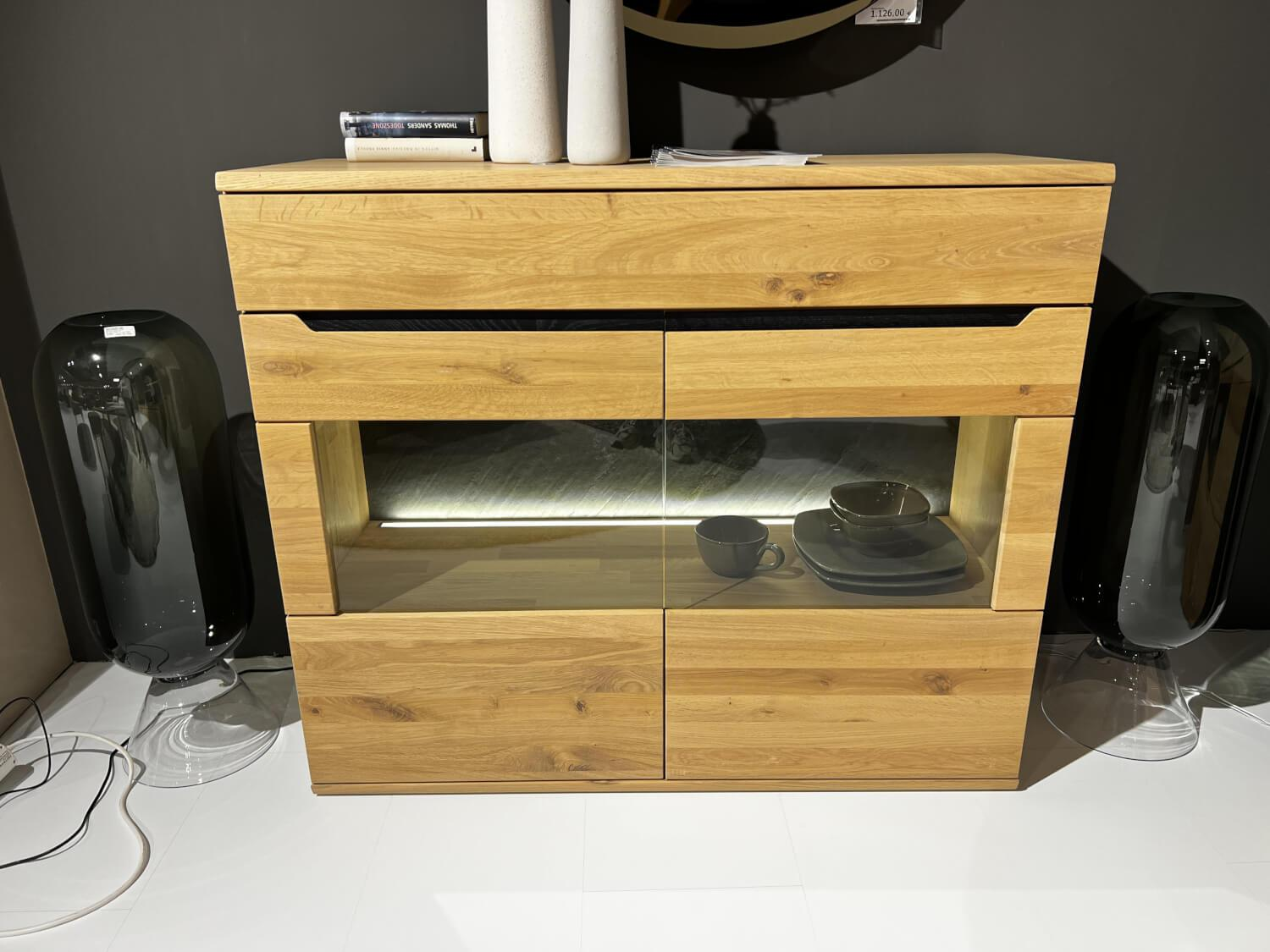 Decker - Sideboard Ameno Wildeiche Massiv Bianco Geölt Inklusive LED Beleuchtung - 5