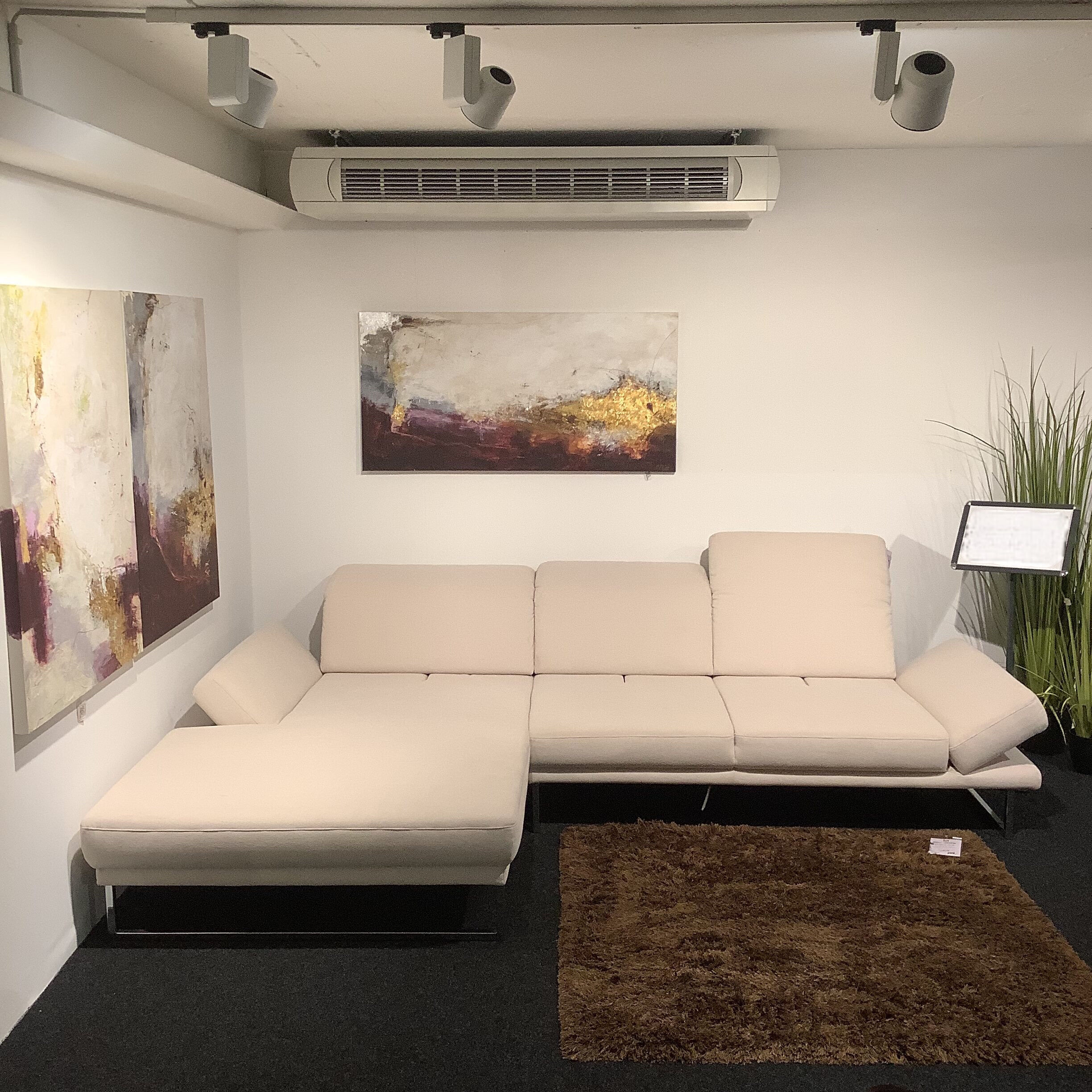 Candy - Ecksofa Camin Stoff Textilgewebe Easy Care White Weiß Kufengestell Metall Chrom Glänzend Verstellbar - 5