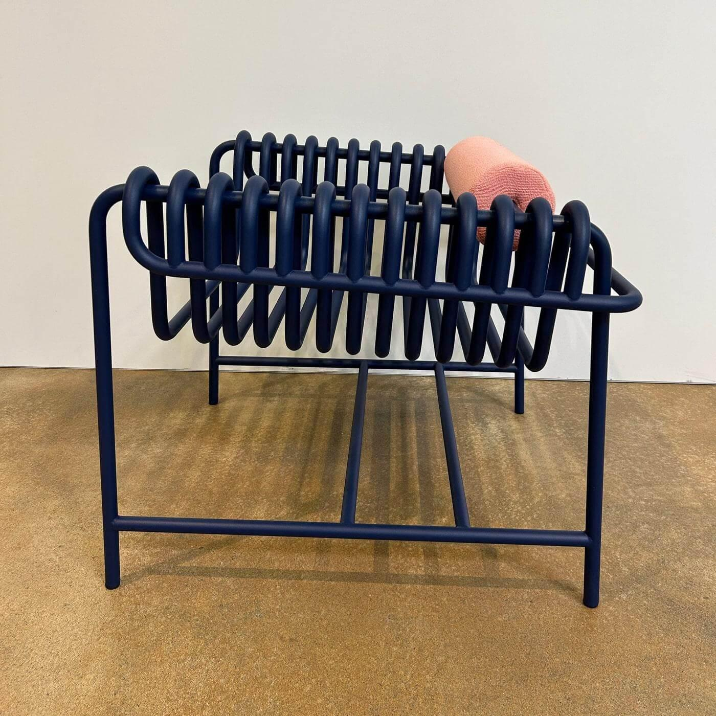 Blockbau - Armlehnstuhl 22 24 Gestell Gebogenes Stahlrohr Kobaltblau Blau Pulverbeschichtet Mit Rückenrolle - 6