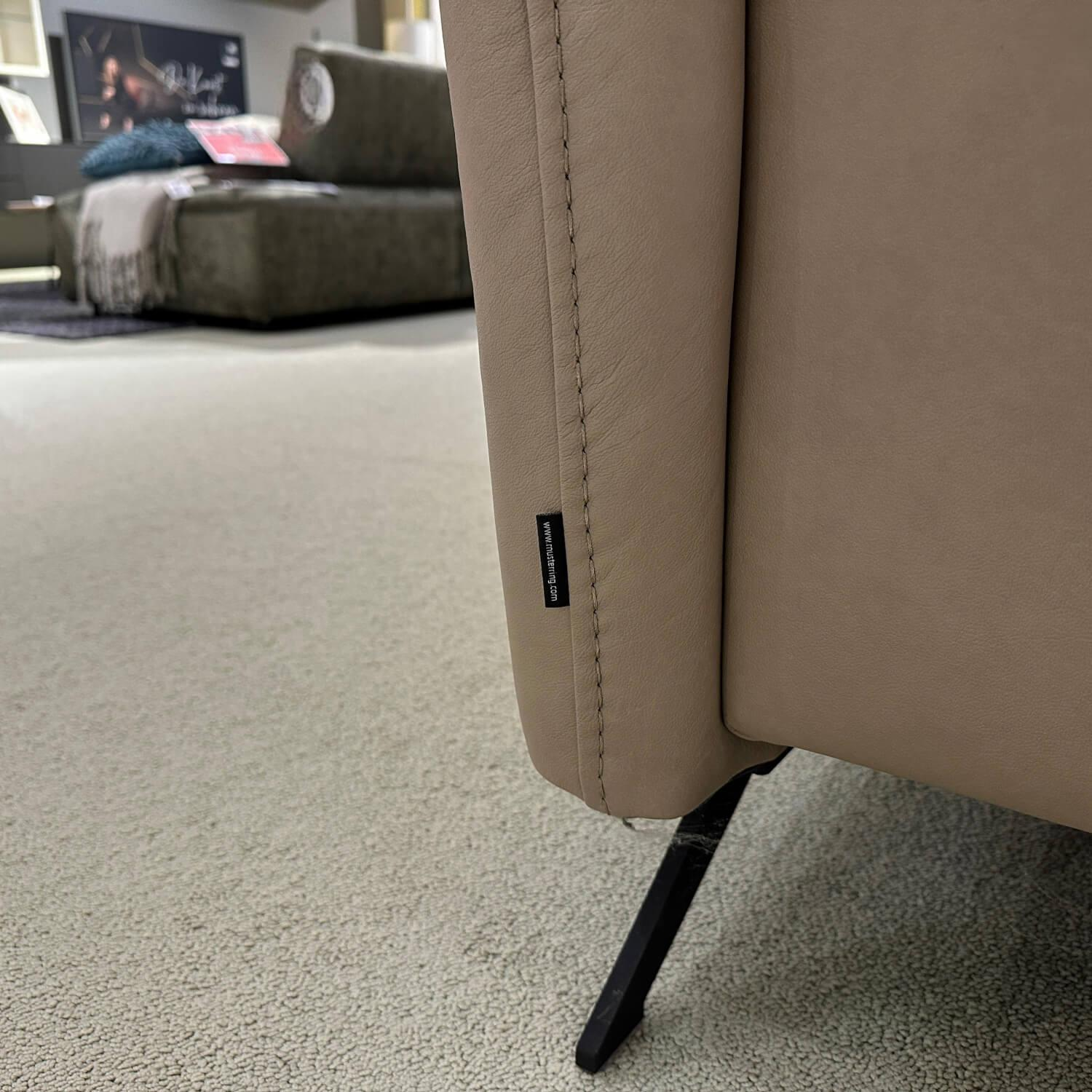 Musterring - Ecksofa MR 280 Leder Cloudy 60 Desert Beige Metallfuß Schwarz Mit Kopfpolsterverstellung - 8