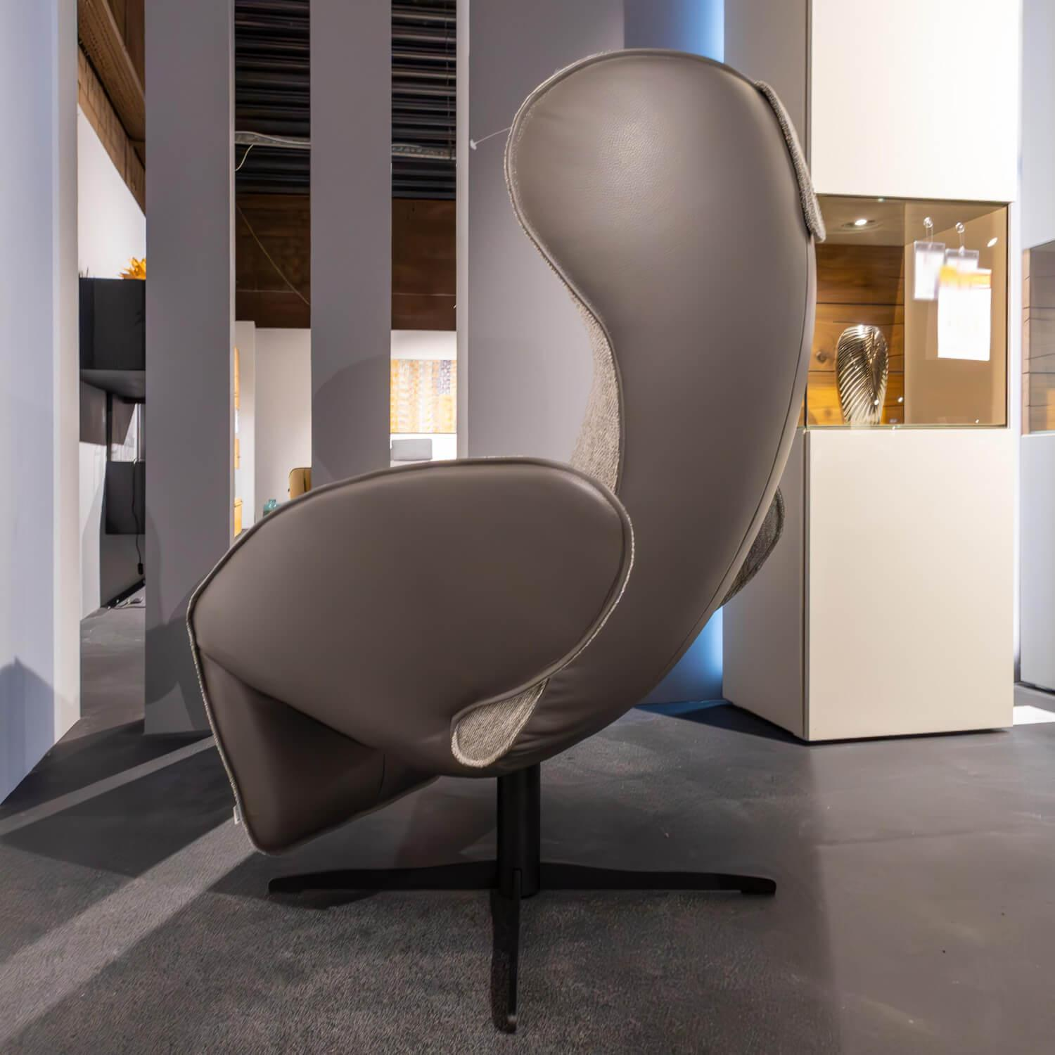 Jori - Relaxsessel Daydreamer JR7450 Bezug Innen Bembebis C0720 Grau Außen Leder Celia Smoke Grau - 4