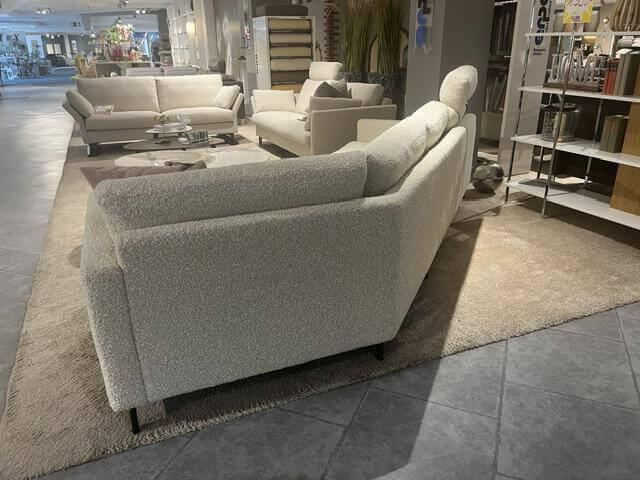 Erpo - Wohnlandschaft Classic 500 Stoff PG20 Beige Füße Schwarz mit Kopfstütze - 2