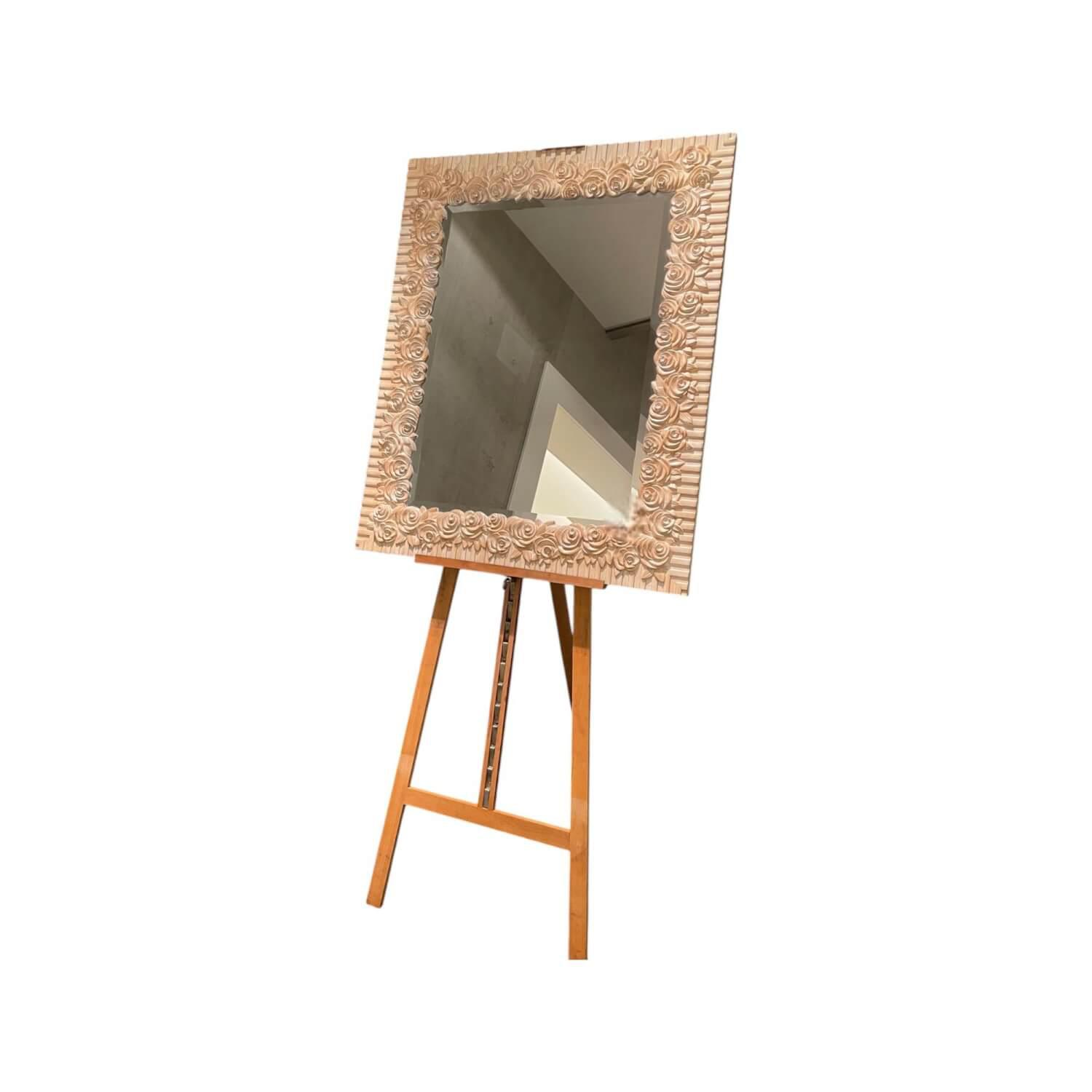 Deknudt - Spiegel Rahmen Holz Rosenmuster Terracotta Rosa Rot Mit Facettenschliff - 1