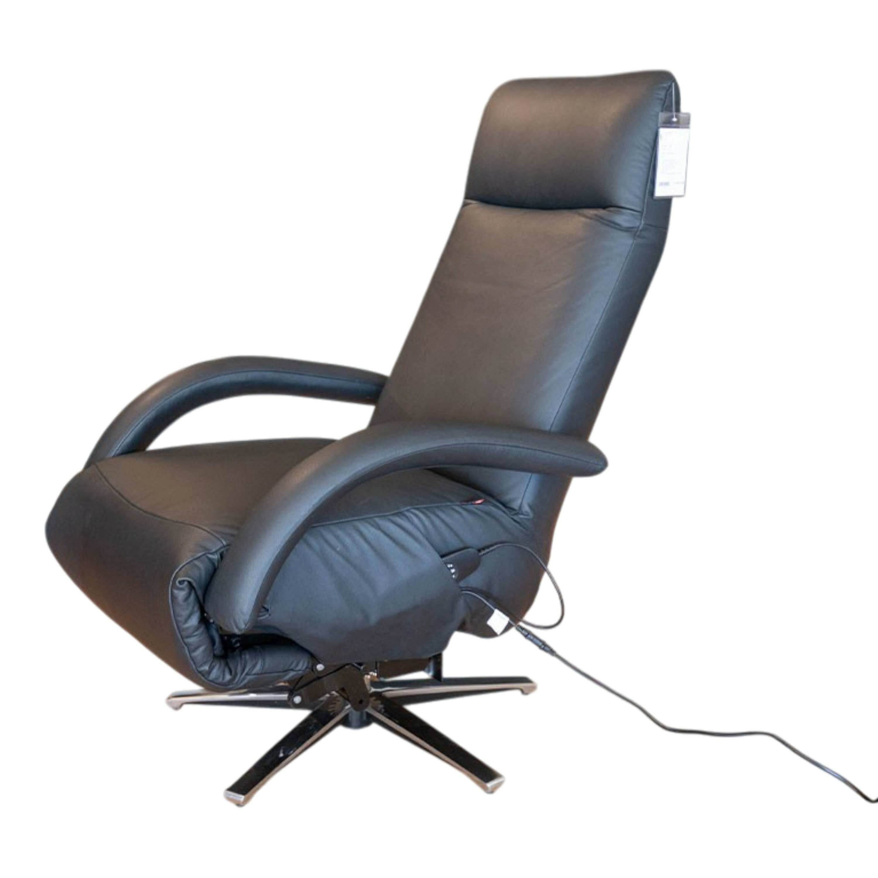 Strässle - Relaxsessel Simba Leder Pampas 70540 Schwarz Gestell Aluminium 3-Motorisch - 1