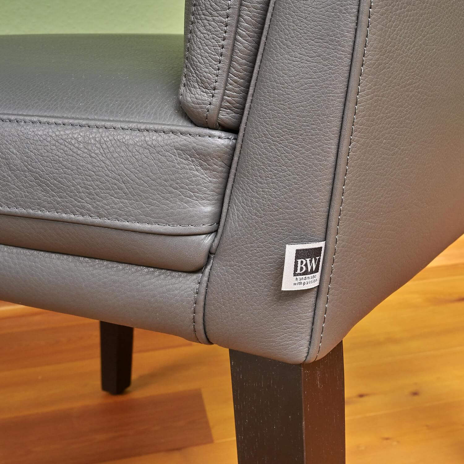 Bielefelder Werkstätten - Stuhl Polo Dining Leder Normandie Graphit Grau Gestell Eiche Schwarz Gebeizt - 7