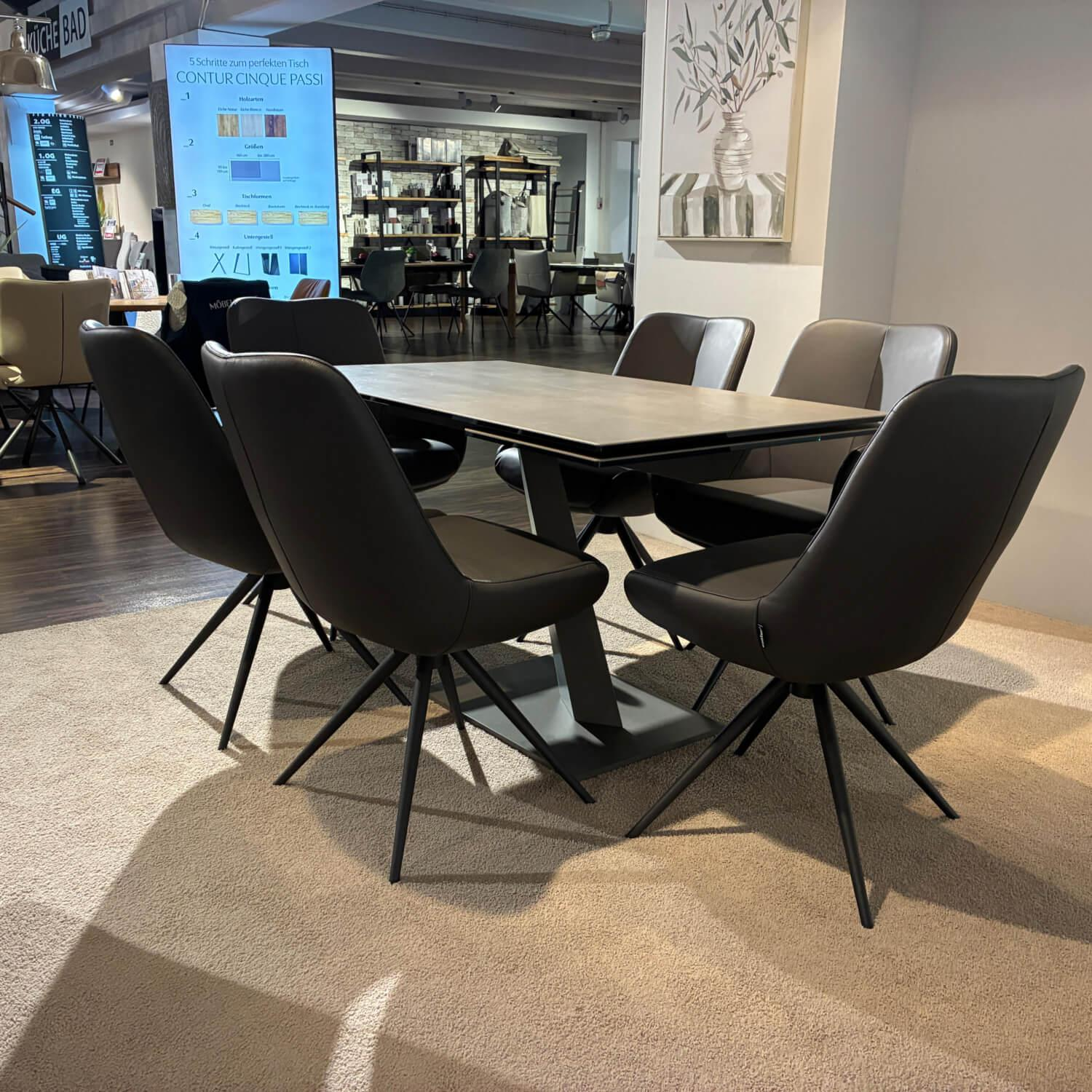 Naos - Essgruppe Iseo Und Mis Keramikplatte Grau Auf Glas Gestell Leder 1 1200 Graniet Grau Gestell Metall Quarz 7039 Schwarz - 10