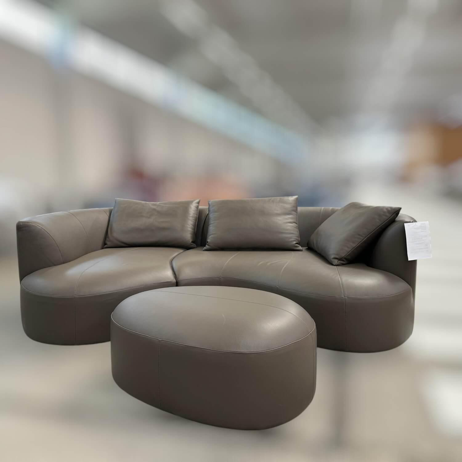 COR - Ecksofa Siwa 58212 Leder 245 Terra Braun Inklusive Hocker Und Rückenkissen - 6