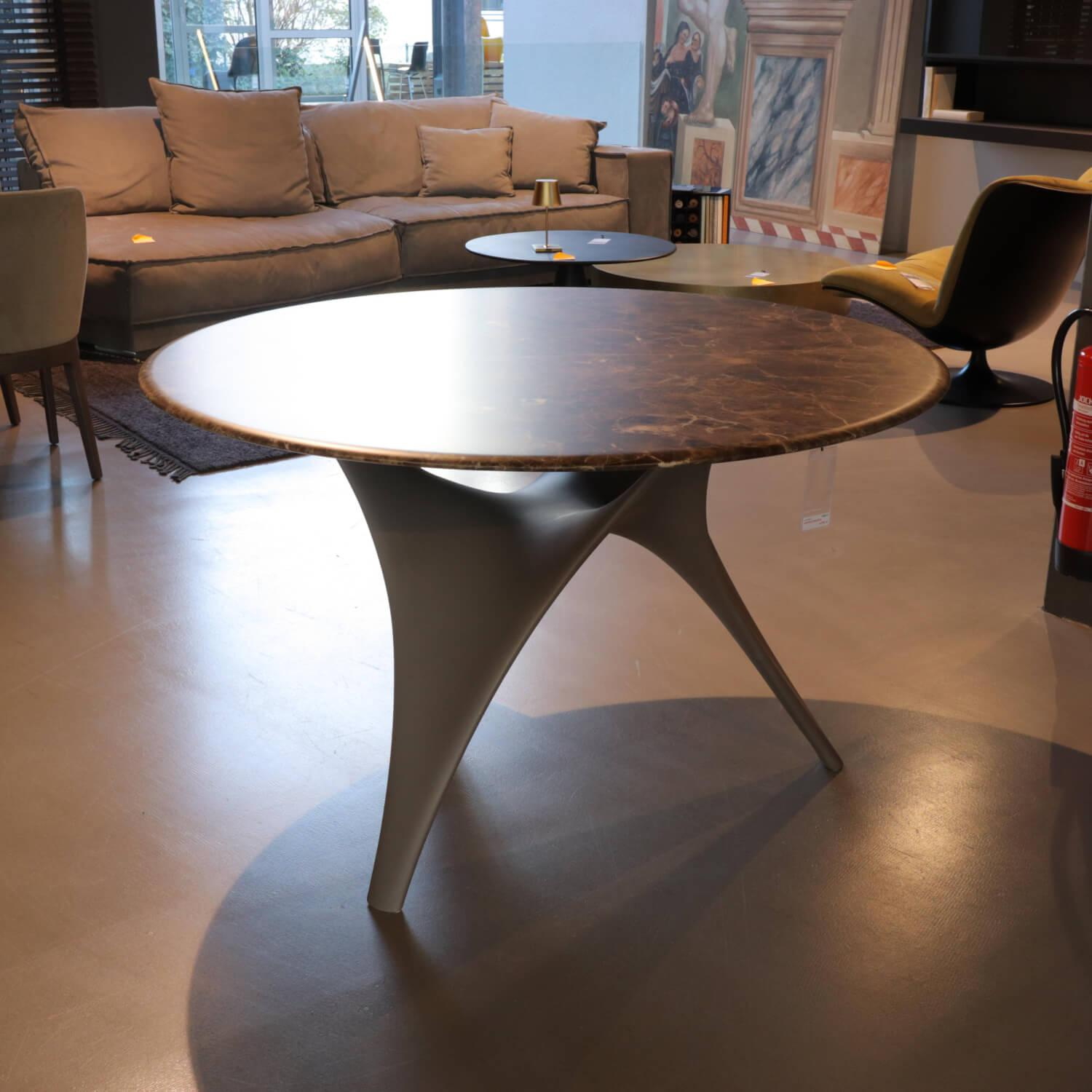 Molteni & C - Esstisch Rund Arc Platte Marmor Emperador Dark Gestell Bronze - 7