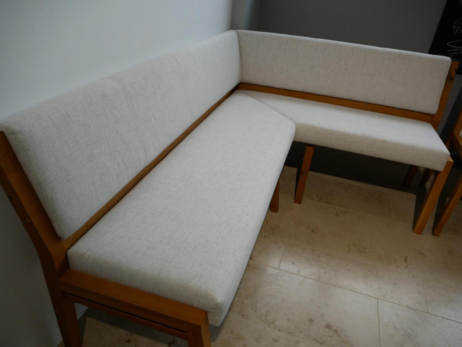 Schösswender - Eckbank Larissa P Stoff Kabal 9534 Weiß Wildeiche Massiv Geölt mit 2 Stühlen - 2