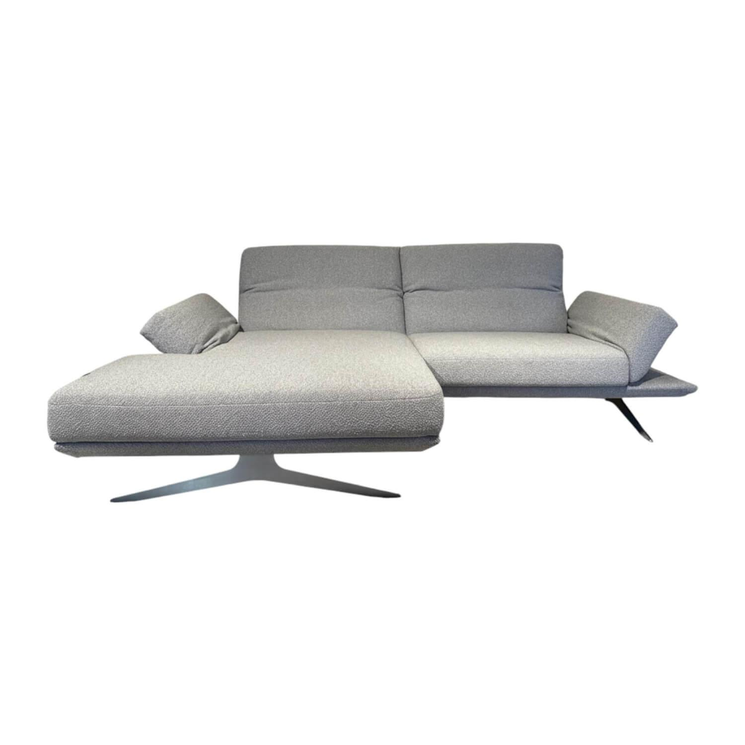 Koinor - Ecksofa Wesley Stoff 13 Cosmos 20 Grau Metallkufe Nickel Satiniert Edelstahloptik Mit Verstellung - 1