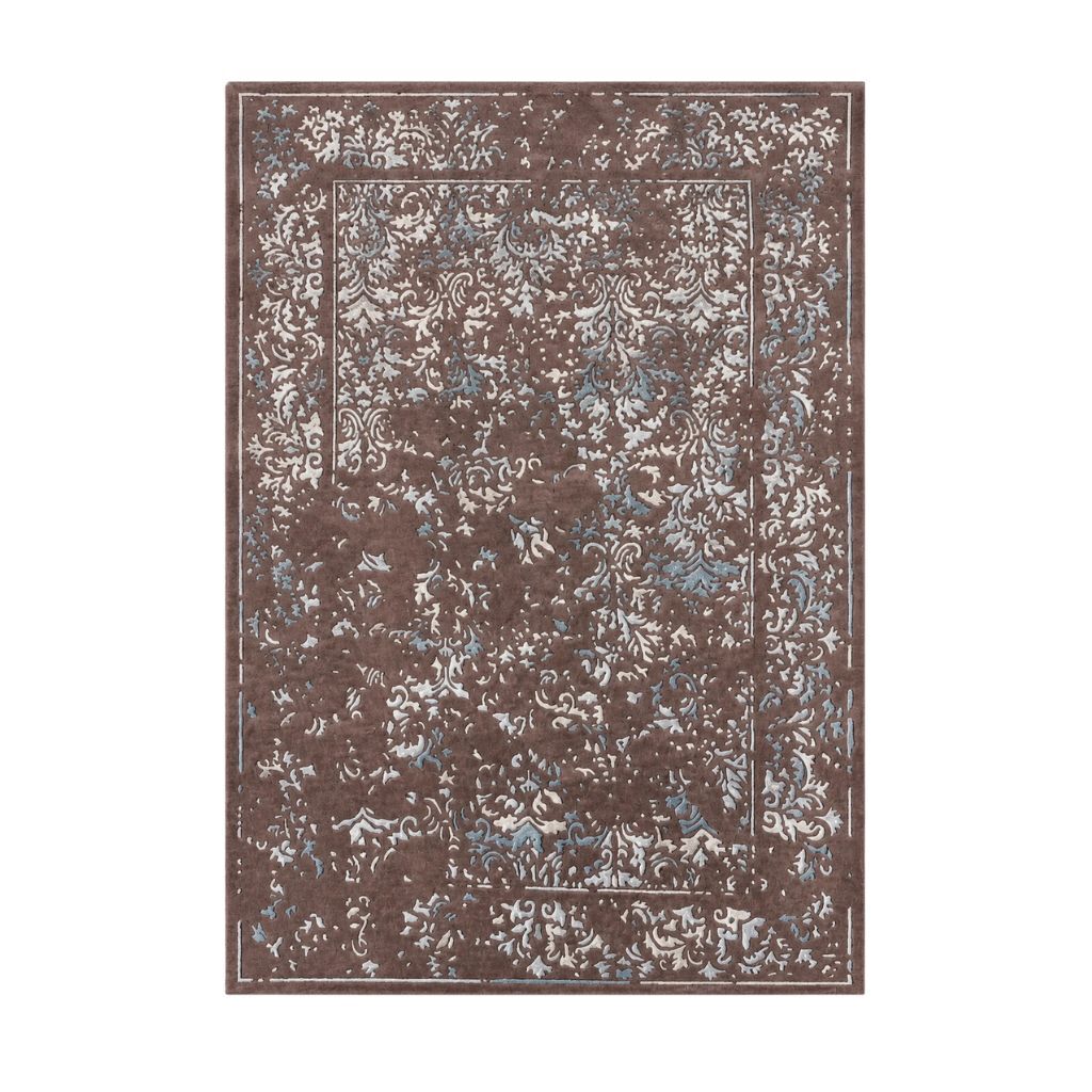 Jab Anstoetz - Teppich 200x300 Castle Schurwolle Mit Seide Braun Weiß Blau - 1