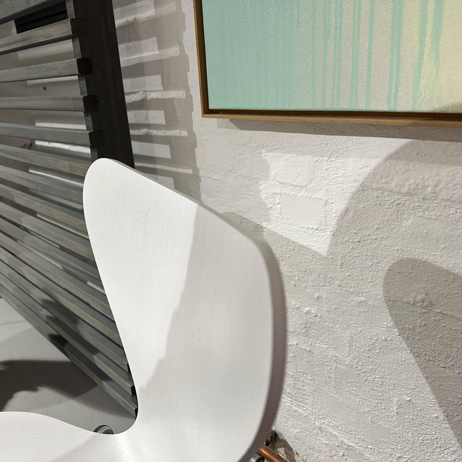 Fritz Hansen - Stuhl Die Serie 7 3107 Schale Esche 105 Weiß Gestell Stahl Verchromt - 3