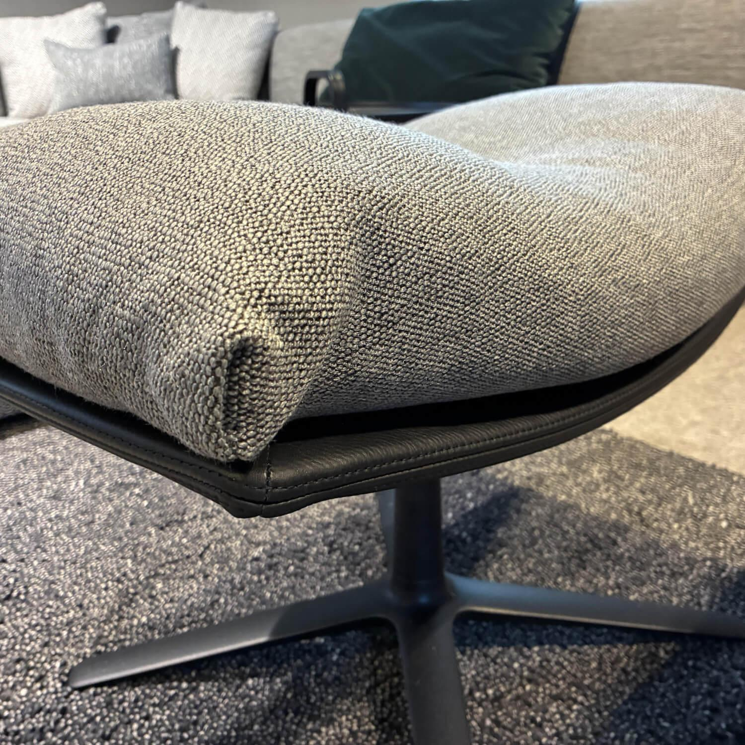 COR - Sessel Cordia Lounge 53111 Sitz Stoff 9131 Grau Rücken Leder 286 Schwarz Gestell F05 Schwarz Mit Hocker - 5