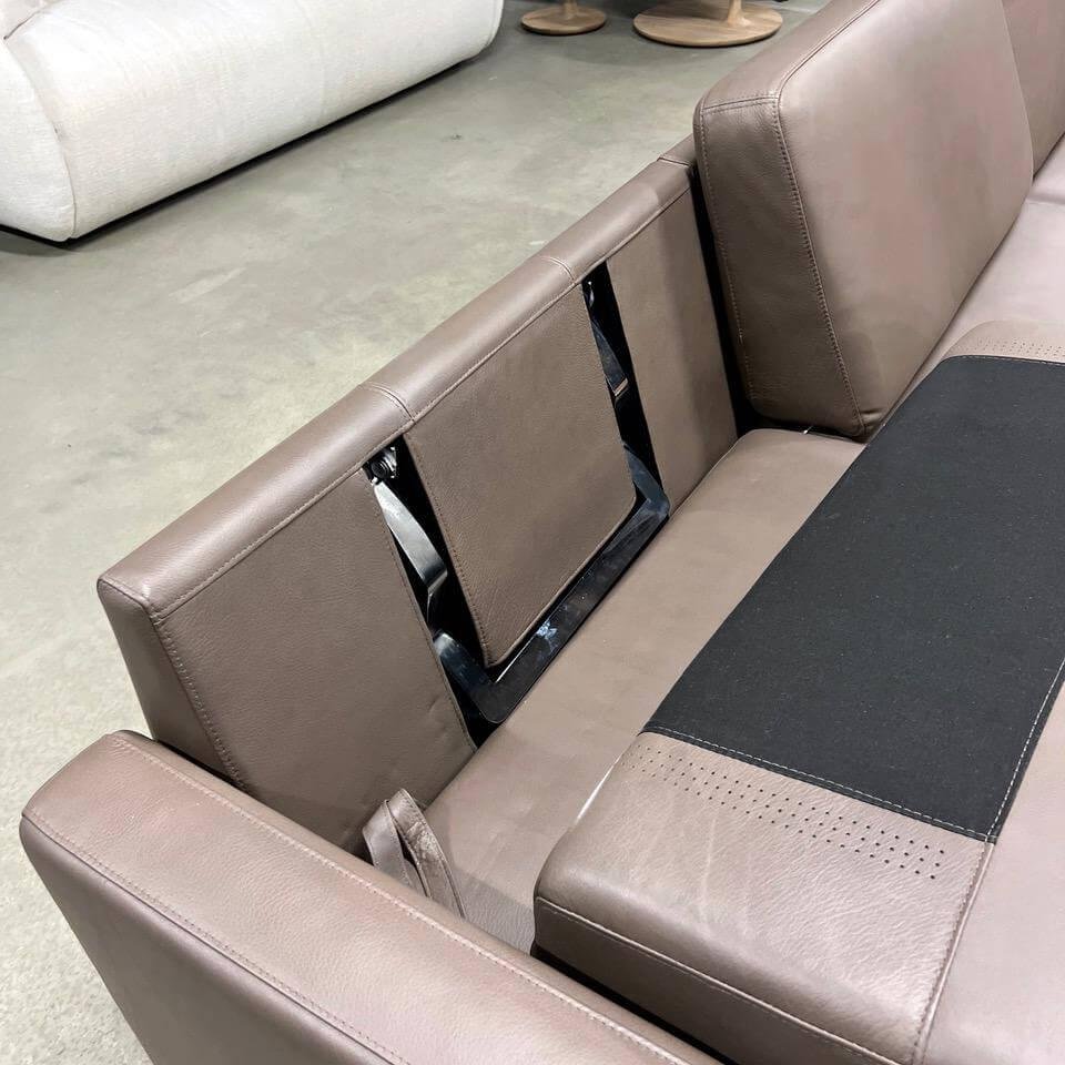 Brühl - Ecksofa Alba System M Leder Pearl 5707 85 Grau Füße Stahl Verchromt Mit Integrierten Kopfstützbügeln - 4