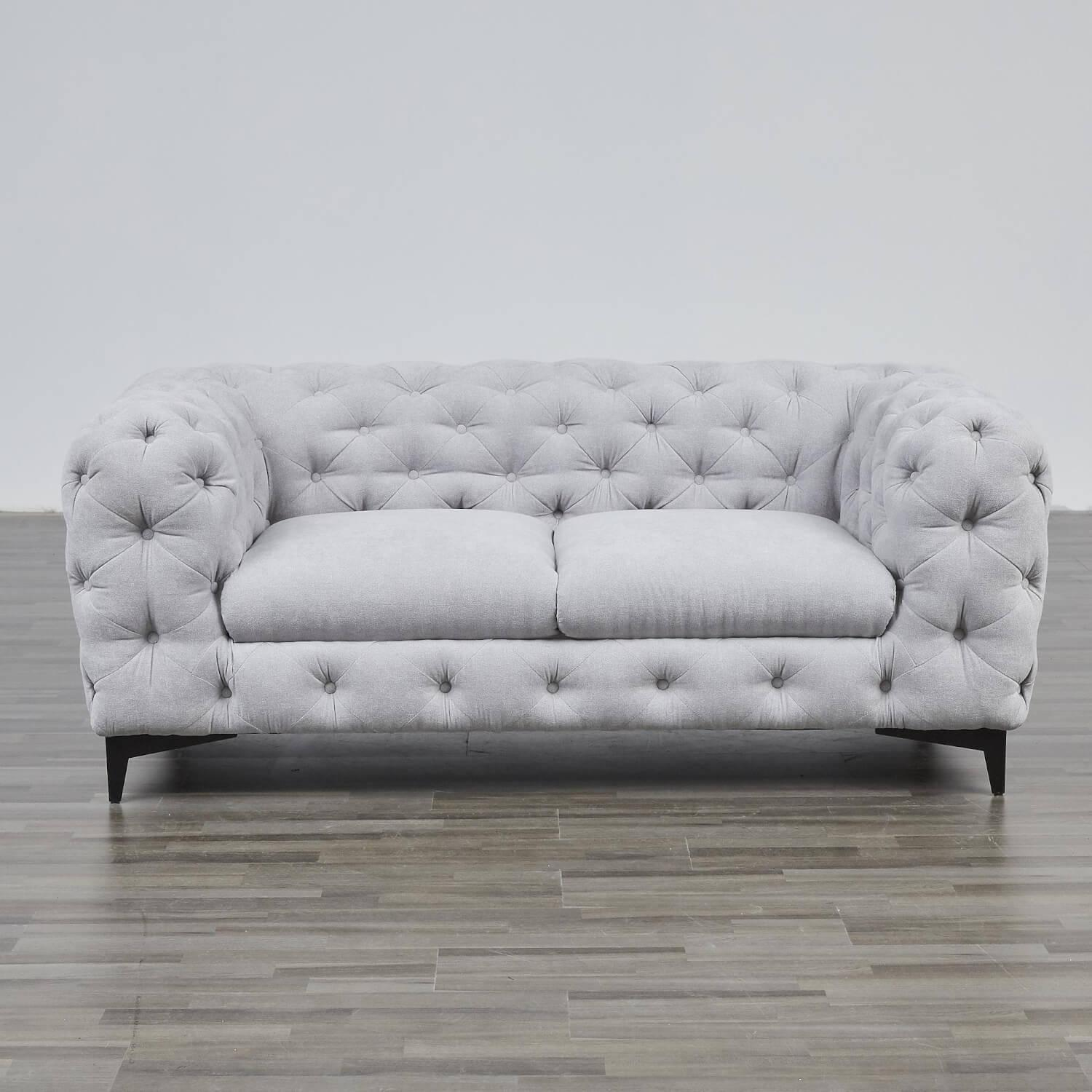 Max Winzer - Sofa Chesterfield Stoff Hellgrau Gestell Schwarz - 6