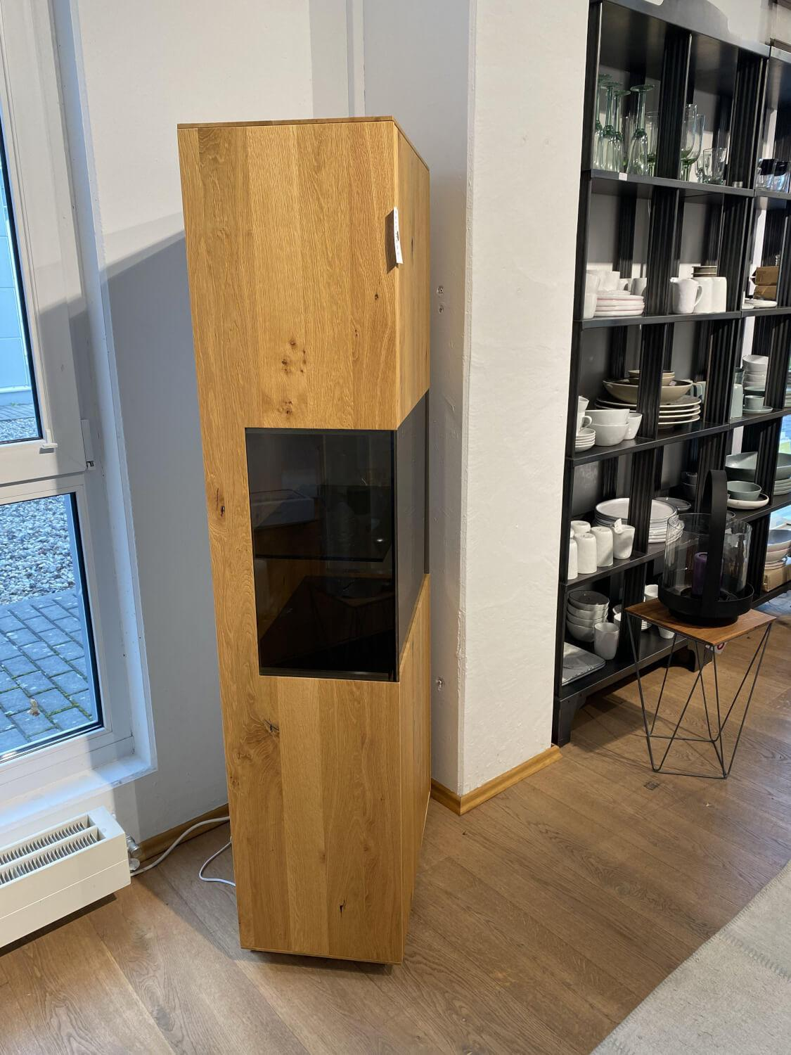 Anrei - Vitrine 750 Asteiche Gebürstet Natur Geölt Mit Glaseinlage Inklusive LED Beleuchtung - 2
