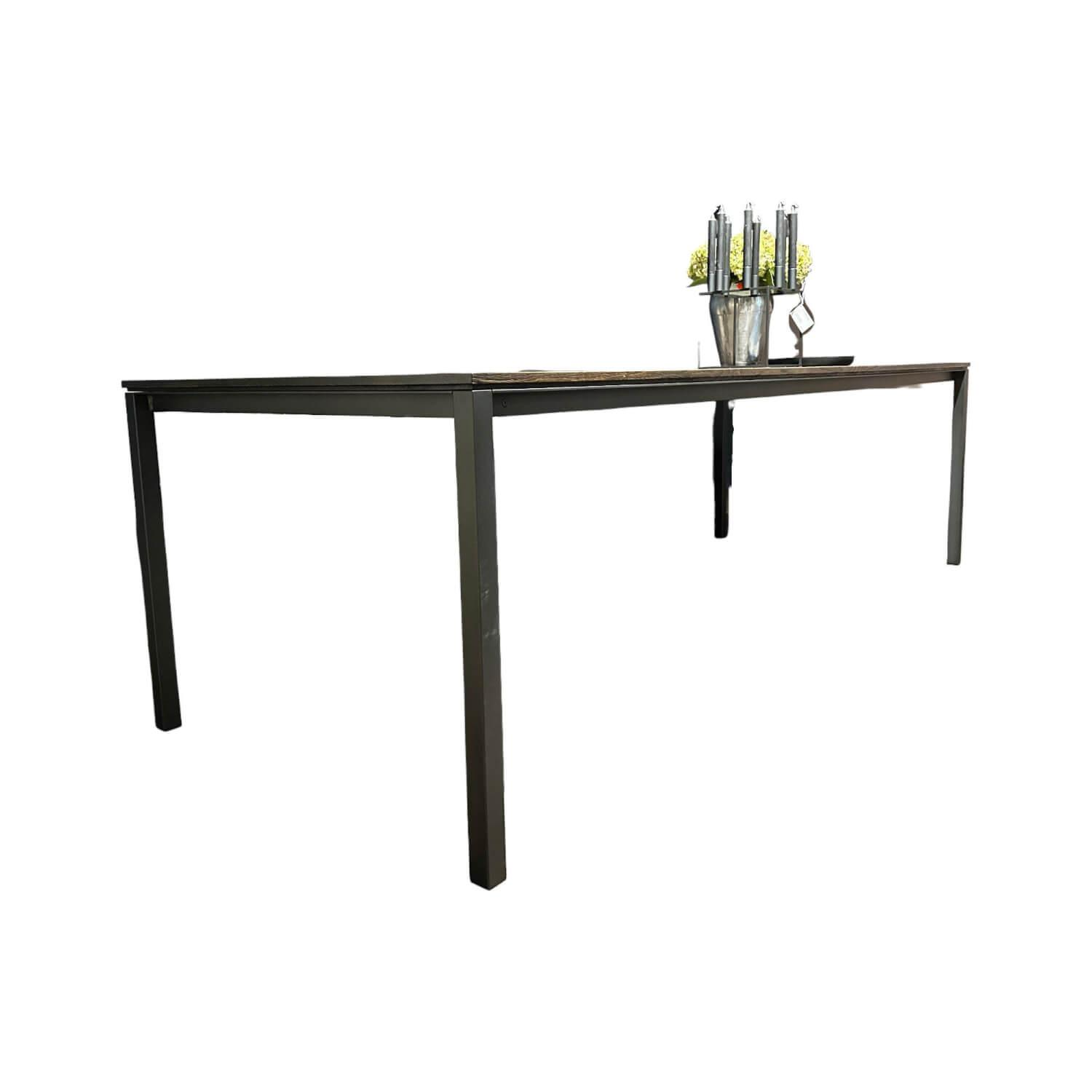 Janua - Tisch S600 Platte Eiche Geräuchert Anthrazit Geölt Und Gebürstet Gestell Rohstahl Lasur Double Brand Color Schwarz - 1