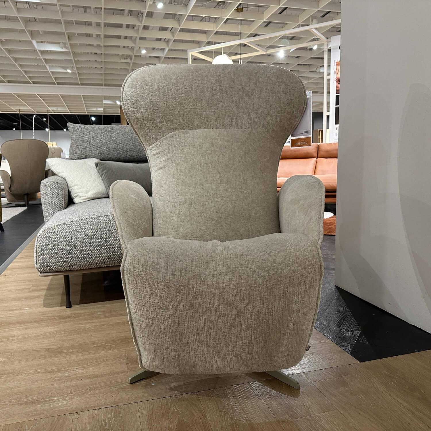 Jori - Relaxsessel Daydreamer Textil Leder Innen Mumble Außen Nubukleder Creme - 5