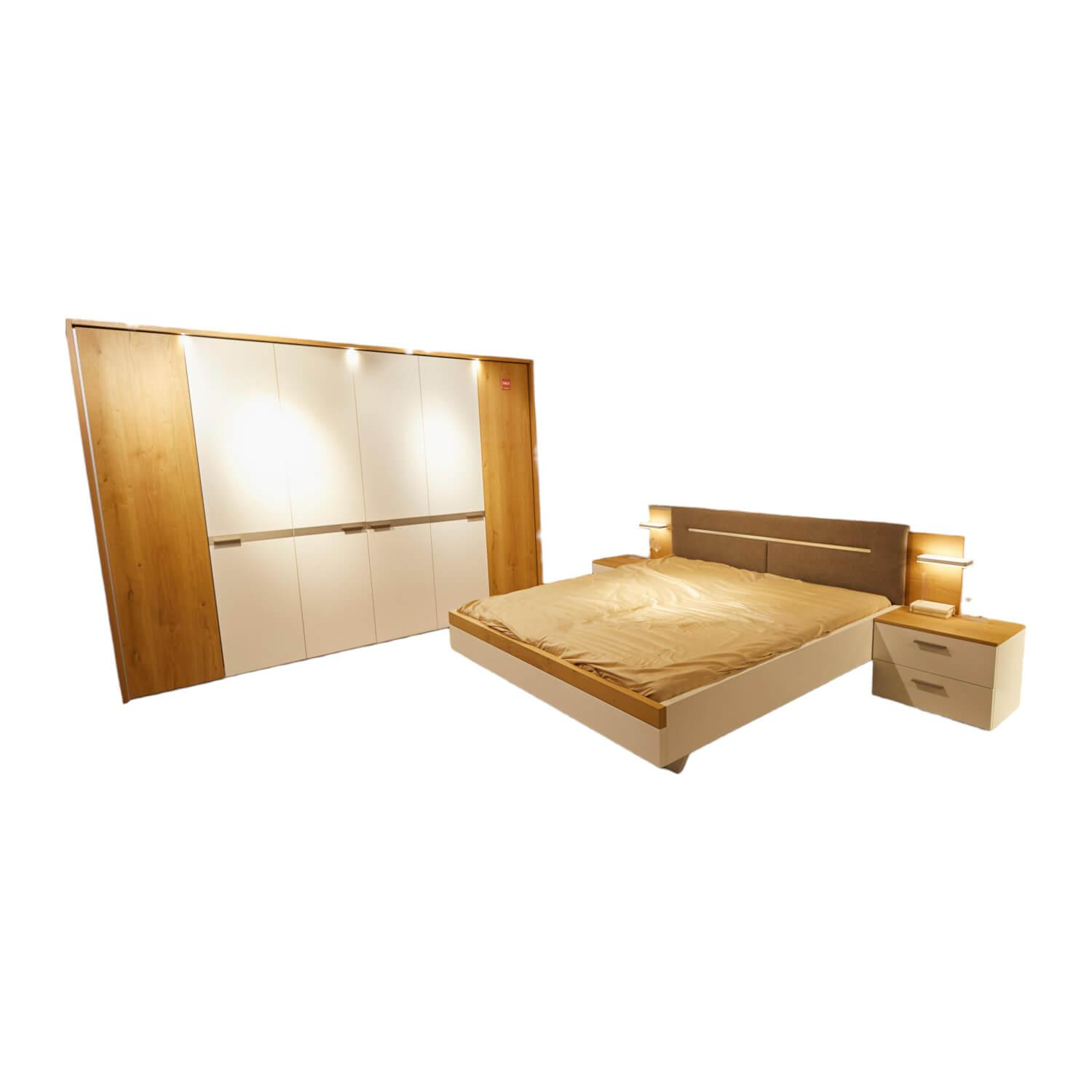 Schlafzimmer Ascea Kleiderschrank 6-türig Doppelbett Liegefläche ca.180x200cm Ohne Matratze und Lattenrost Mit 2 Nachttische