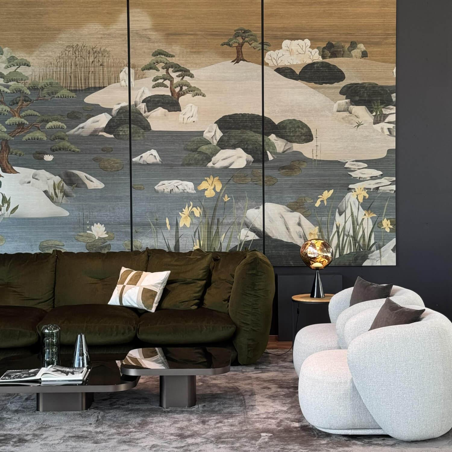 Knoll International - Ecksofa Perron Pillo Stoff C Grün Olive ohne Dekokissen - 4