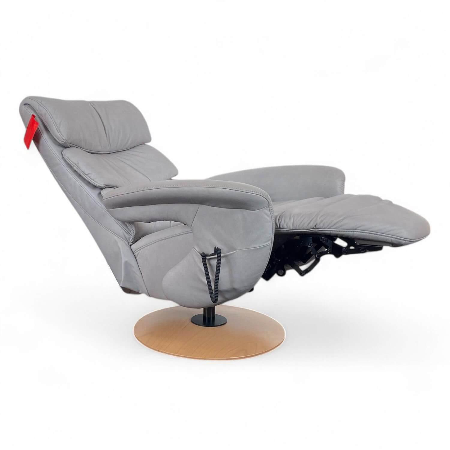 himolla - Relaxsessel 7428 Easyswing L Leder Nappa Soft Asche Grau Holzteller Buche Motorische Verstellung Mit Aufstehhilfe - 4