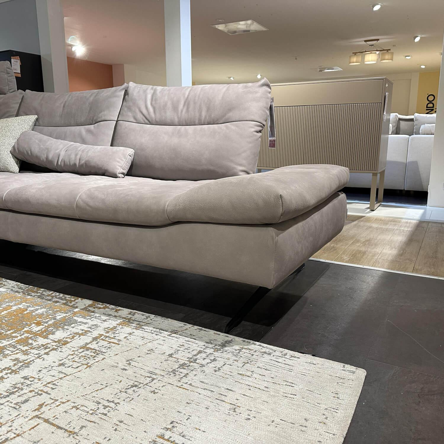 W. Schillig - Ecksofa 16741 seventy5 Leder Steel (LK40) Grau Fuß FT9 M99 Schwarz Mit Sitztiefenverstellung - 6