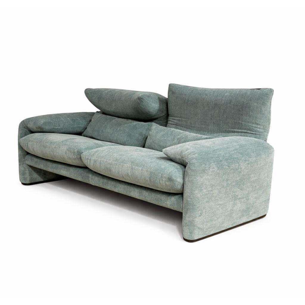 Cassina - Sofa Maralunga 2-sitzig Stoff Fox 13FF14 Salvia Salbei Grün Mit Höhenverstellbarer Kopfstütze - 1