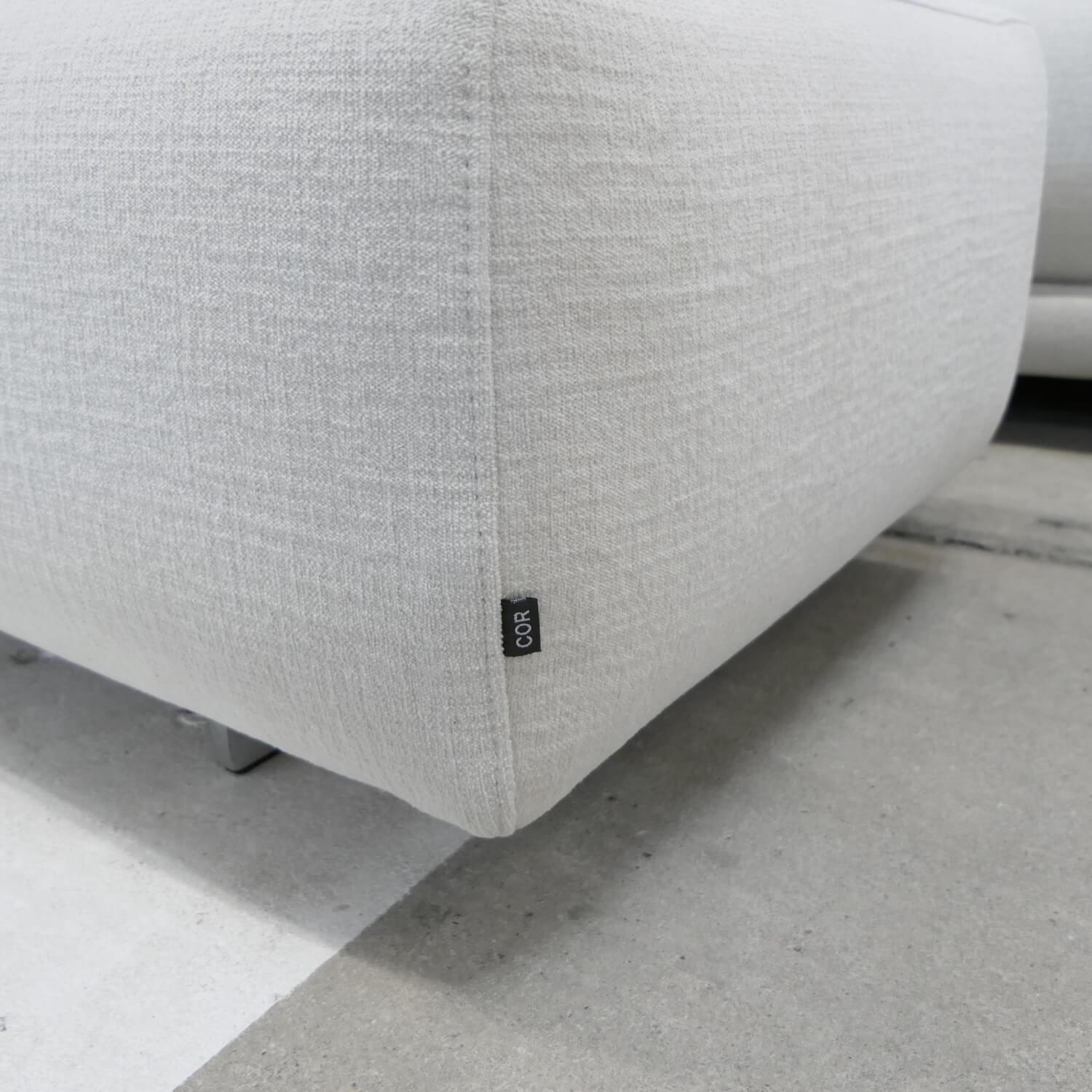 COR - Sofa Moss 74311 Stoff 10120 Greige Grau Beige Füße Verchromt Inklusive Hocker Und Rückenkissen - 2