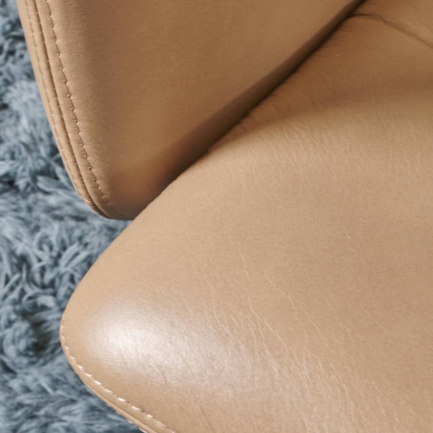 KFF - Armlehnstuhl Arva Light Bezug Leder Dakota Stone Beige 4-Fuß-Stern-Drehgestell Struktur Schwarz M02 - 3