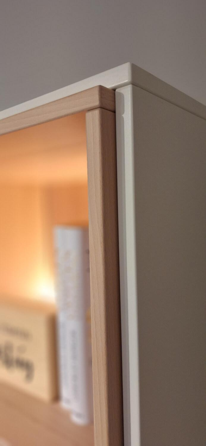 Rietberger Möbelwerke - Wohnwand Lennon Lack Weiß Kristallbuche Furniert - 12