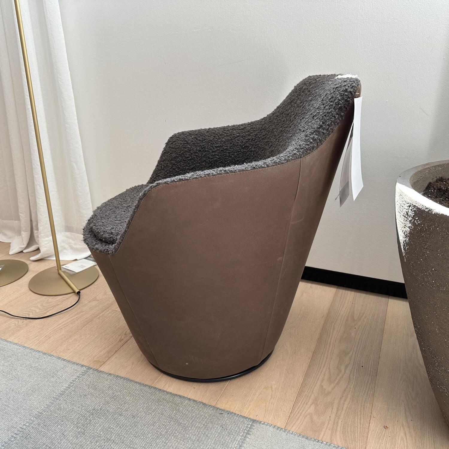 COR - Sessel Flint Drehbar Stoff 14004 Mocca Braun Grrau Außen Leder 492 Braun - 5