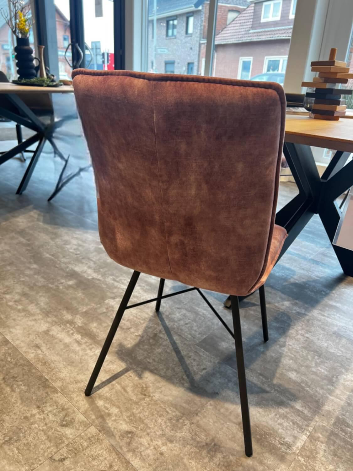 Raum.Freunde - Set of 4 dining chairs Yanis Fabric Adore 200 Pale Pink Red Frame Anthracite Black - 6