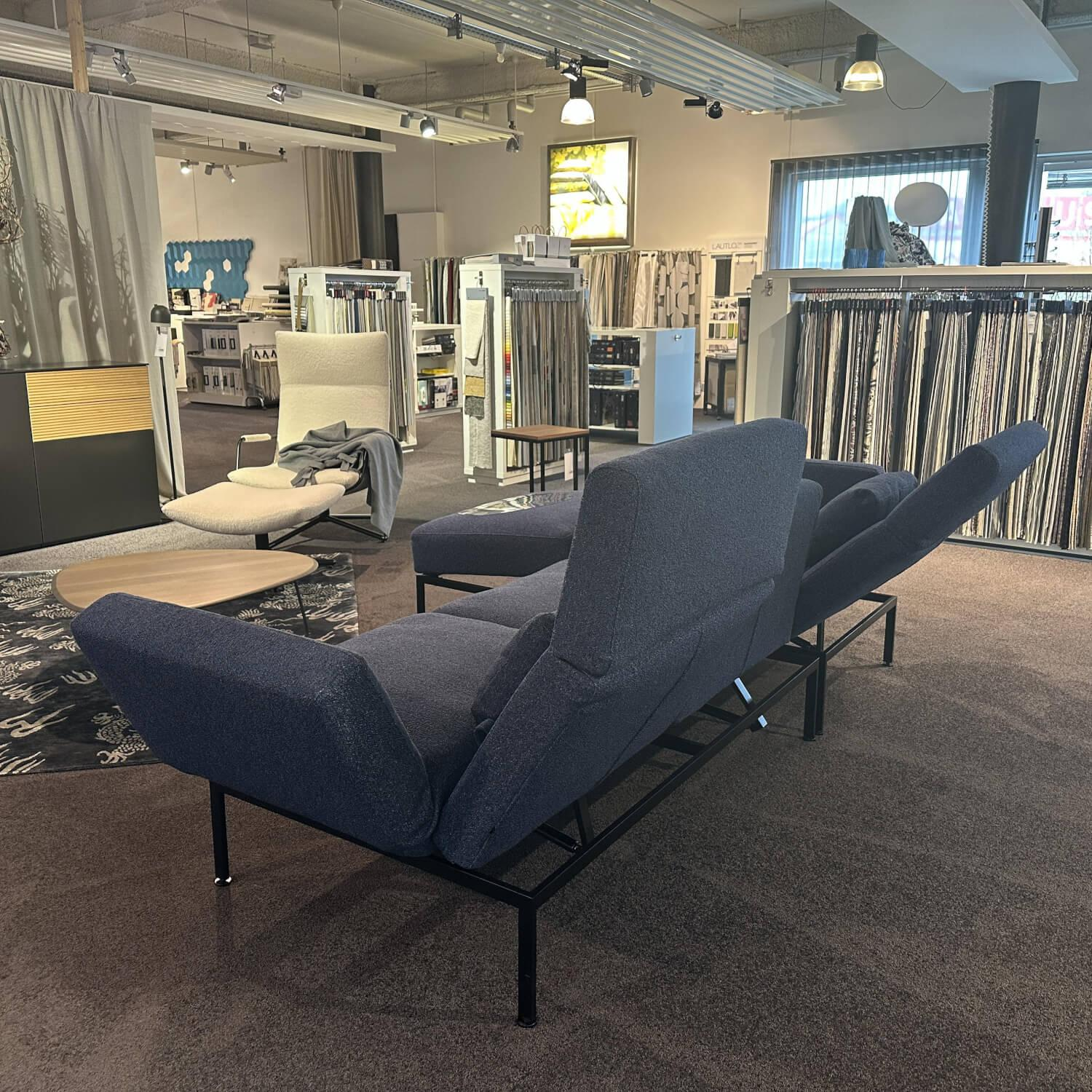 Brühl - Ecksofa Roro Medium Soft Stoff 4402 65 Blau Gestell Metall Schwarz Pulverbeschichtet Mit Drehsitz - 2