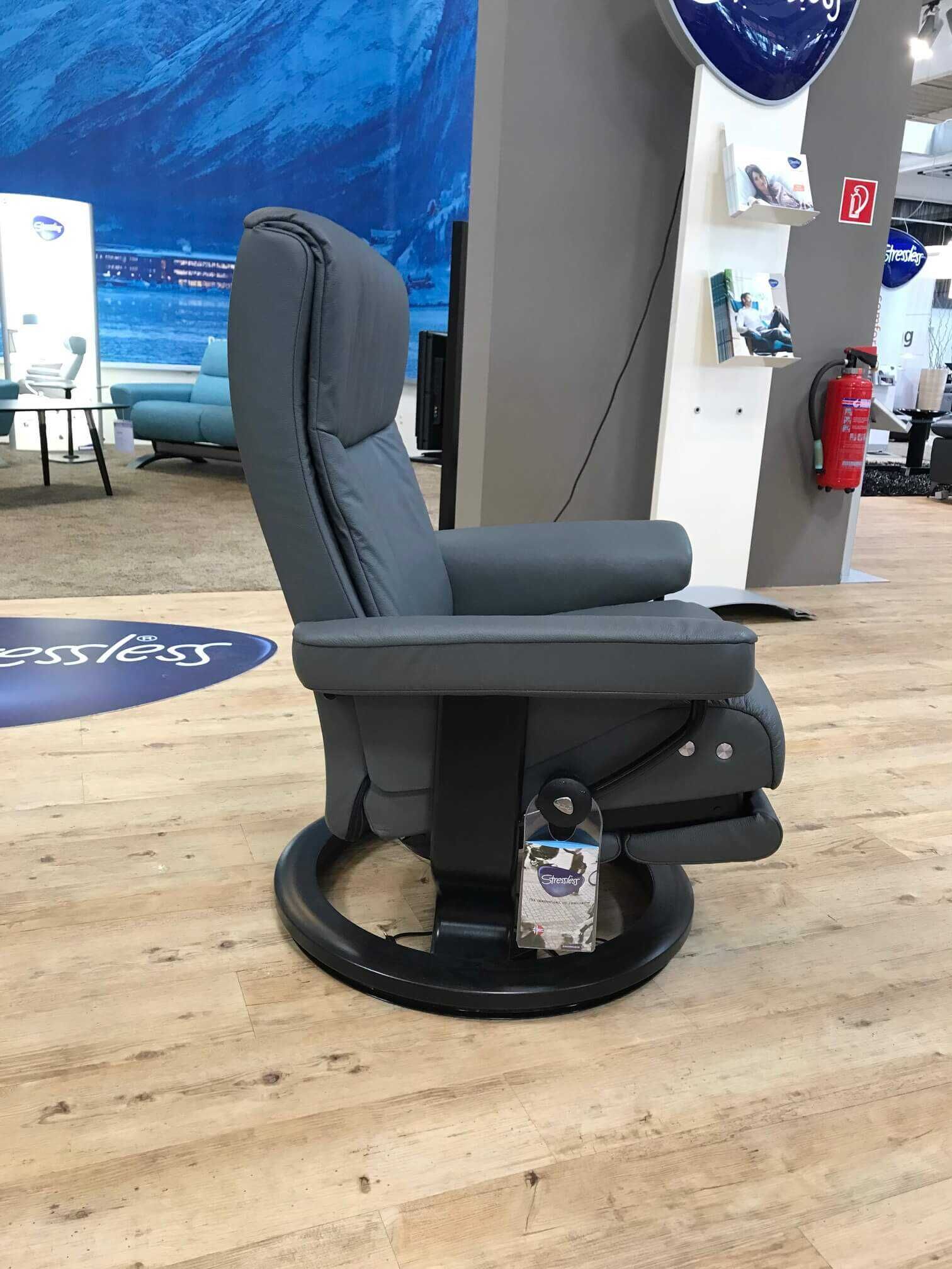 8151 Stressless - Sessel Peace M Leder Grau Batick LegComfort - 7