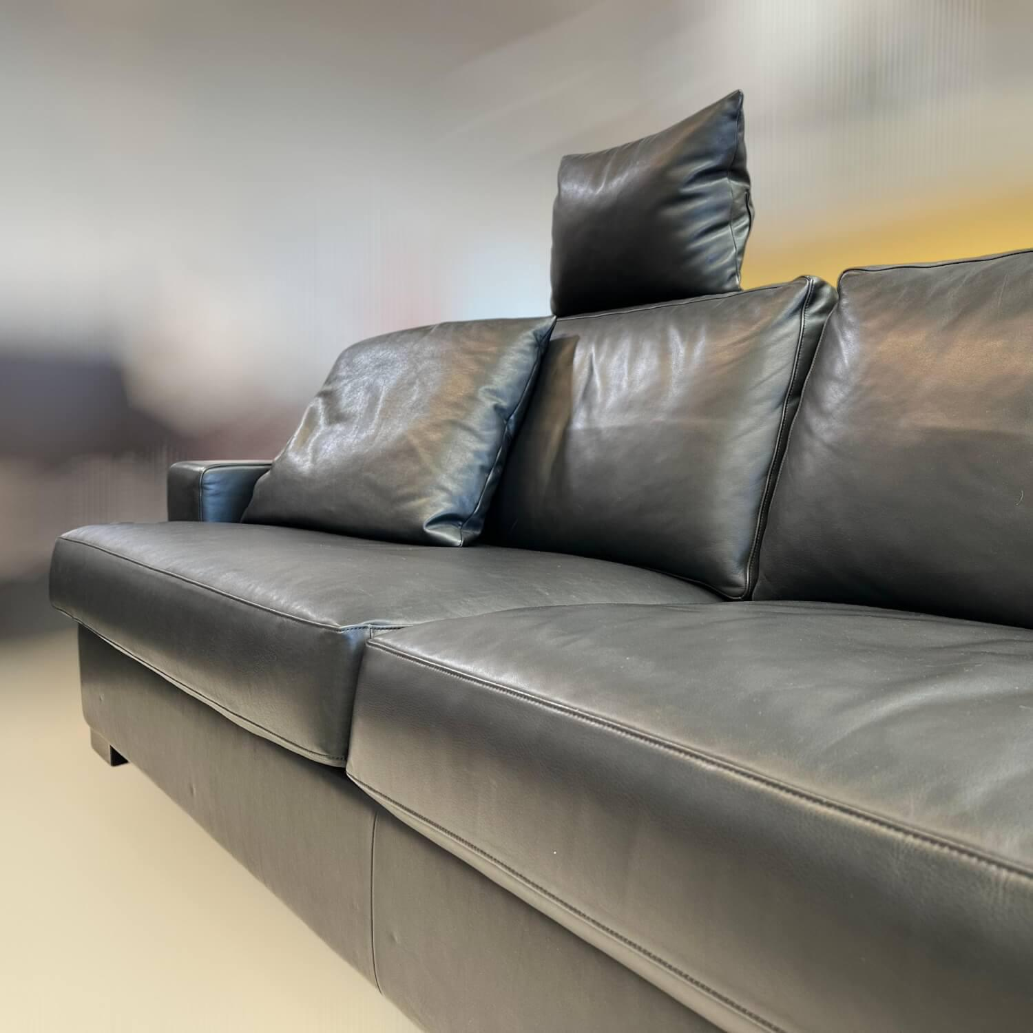 Bielefelder Werkstätten - Sofa Inspiration Leder Provence Schwarz Fuß Holz - 8