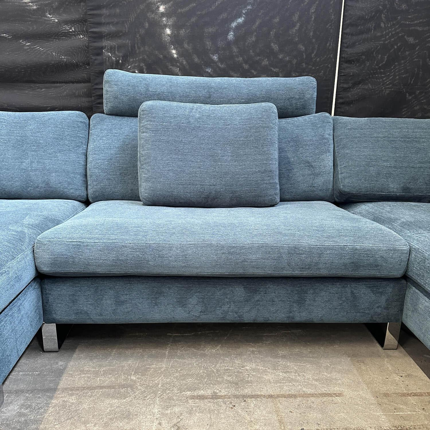 COR - Ecksofa Conseta Stoff 8169 Petrol Blau Metallkufen Verchromt Inklusive Kopfstütze Ohne Kissen - 4