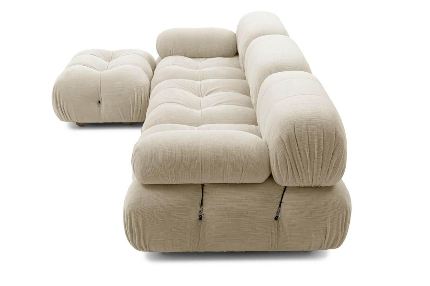 B&B Italia - Eckiges Sofa Camaleonda Stoff Chenille Enia Elfenbein Weiß Untergestell MDF Füße Buche Natur - 2