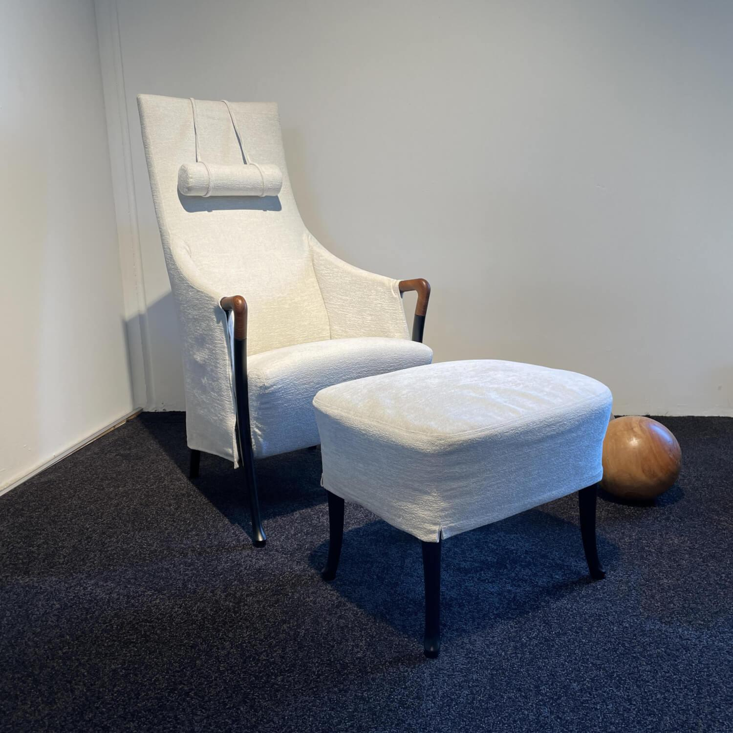 Giorgetti - Sessel Progetti Bergere Bezug Tinto 10611 900 Ottico 6510 mit Hocker Progetti und Kopfstütze - 1